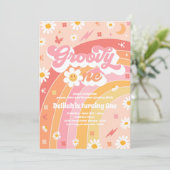 Invitation Super One Peace Love Party Rainbow Birthday Party (Debout devant)