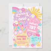 Invitation Super One Rainbow Sunshine 1ère fête d'anniversair (Devant)