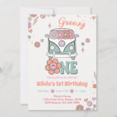 Invitation Super One Retro Flowers 1er anniversaire Invitatio (Devant)