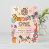 Invitation Super One Retro Girl 1er anniversaire (Debout devant)