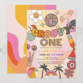 Invitation Super One Retro Girl 1er anniversaire (Devant / Derrière)