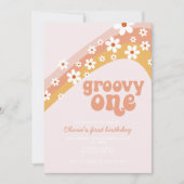 Invitation Super One Retro marguerite boho fleurie premier an (Devant)