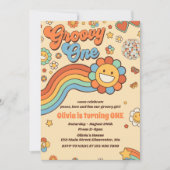 Invitation Super One Retro Rainbow 1er anniversaire (Devant)