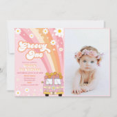 Invitation Super One Retro Rainbow 1er Anniversaire Photo (Devant)