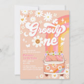 Invitation Super One Van Peach Daisy Rainbow 1er anniversaire (Devant)
