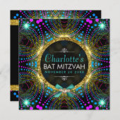 Invitation Super Princesse Mint Pink Blacklight Bat mitzvah (Devant / Derrière)