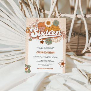 Invitation Super Retro 16e fête d'anniversaire