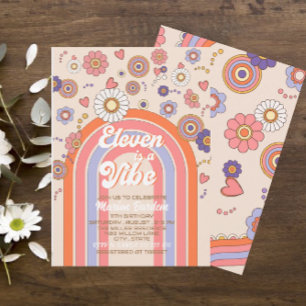 Invitation Super rétro aquarelle eleven est vibe baby cel