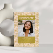 Invitation Super Retro Chartreuse Botanique Grad Party Photo