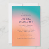 Invitation Super rétro couleur Turquoise rose orange Bat mitz (Devant)