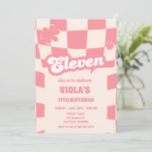 Invitation Super Retro Eleven Rose 11e anniversaire (Debout devant)