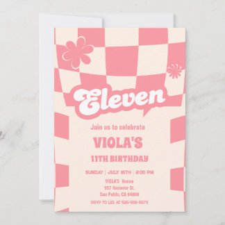 Invitation Super Retro Eleven Rose 11e anniversaire