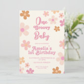 Invitation Super Retro Floral 1er anniversaire (Debout devant)