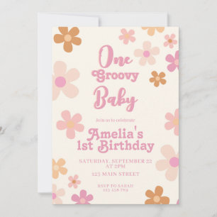 Invitation Super Retro Floral 1er anniversaire