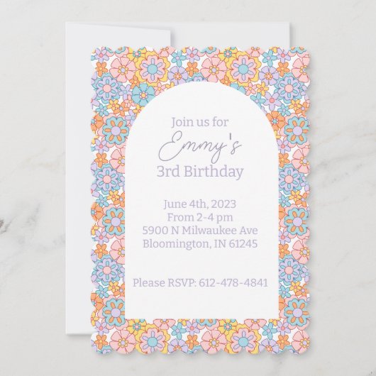 Invitation Super Retro Flower Power (Devant)