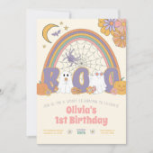 Invitation Super Retro Halloween Fantôme Fille anniversaire (Devant)