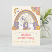 Invitation Super Retro Halloween Fantôme Fille anniversaire (Debout devant)