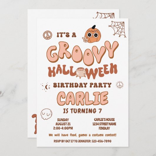 Invitation Super Retro Halloween fête d'anniversaire, n'impor (Devant / Derrière)