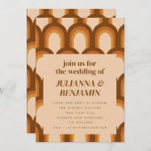 Invitation Super Retro les années 70 Brown Unique Mariage RSV (Devant / Derrière)