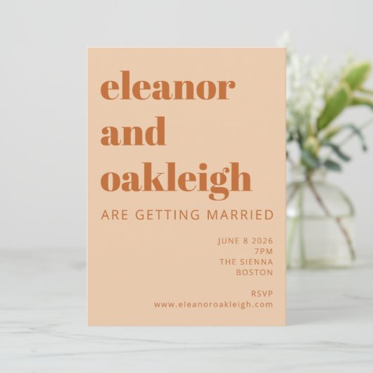 Invitation Super Retro les années 70 Design Bold Mariage en t (Debout devant)