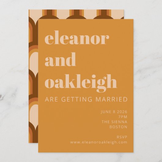 Invitation Super Retro les années 70 Design Bold Ochre Jaune  (Devant / Derrière)