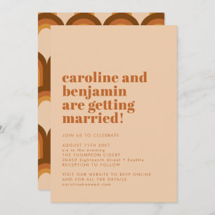 Invitation Super Retro les années 70 Design Mariage en terre