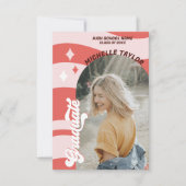 Invitation Super Retro les années 70 Graduation Rose Rouge Vi (Devant)