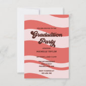 Invitation Super Retro les années 70 Graduation Rose Rouge Vi (Dos)