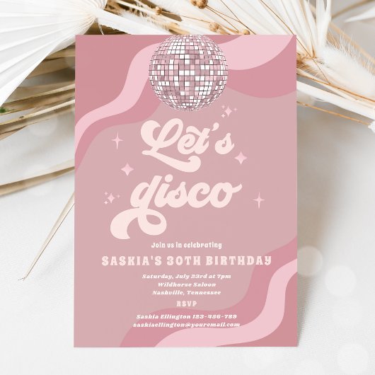 Invitation Super Retro les années 70 Let's Disco Anniversaire