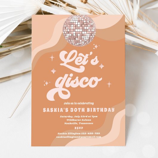 Invitation Super Retro les années 70 Let's Disco Anniversaire