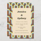 Invitation Super Retro les années 70 Olive Green Mariage uniq (Devant / Derrière)