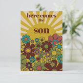 Invitation Super Retro les années 70 voici le Baby shower Son (Debout devant)