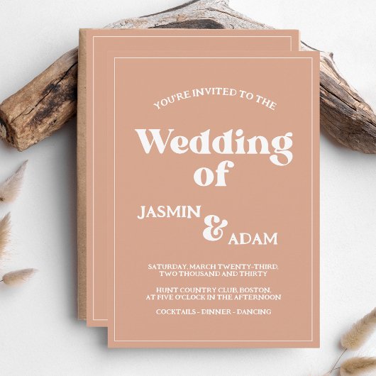 Invitation  Super Retro Orange les années 70 inspiré Mariage