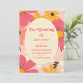 Invitation Super Retro Pink & Gold Mariage (Debout devant)