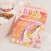 Invitation Super Retro Rainbow Roller Patinage Anniversaire f