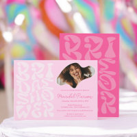 Super rétro Script chic Pink Photo nuptiale douche