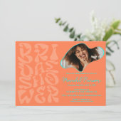 Invitation Super rétro Script corail chic Photo nuptiale (Debout devant)
