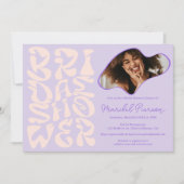 Invitation Super rétro Script lavande Photo nuptiale (Devant)