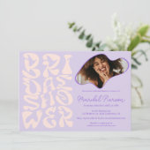 Invitation Super rétro Script lavande Photo nuptiale (Debout devant)