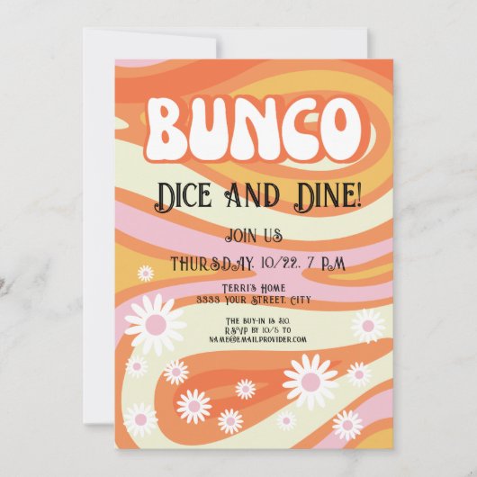 Invitation Super rose et orange Floral Bunco Dames Nuit (Devant)