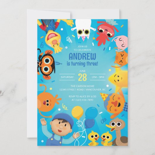 Invitation Super Simple Caractère Confetti Anniversaire (Devant)