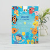 Invitation Super Simple Caractère Confetti Anniversaire (Debout devant)