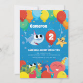 Invitation Super simple | Finny Shark Balloons Anniversaire (Devant)
