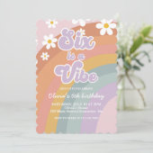 Invitation Super Six est une vibe Retro Rainbow 6th Birthday (Debout devant)
