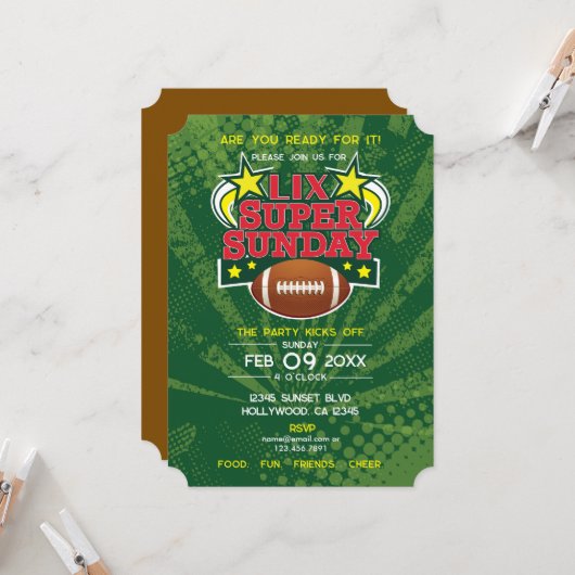 Invitation Super Sunday Football Party (Devant/Arrière en situation)