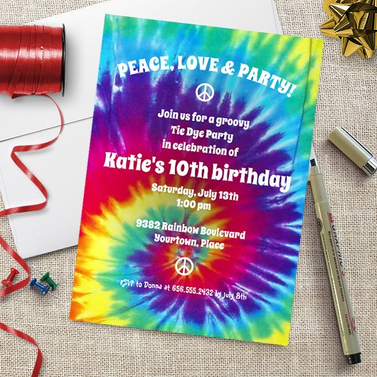 Invitation Super Tie Dye Hippie Party