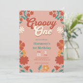 Invitation Super Un 1er anniversaire de fête Boho Hippy Vibes (Debout devant)