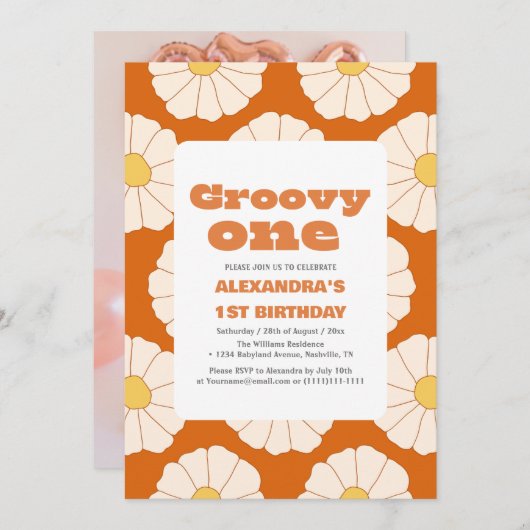 Invitation Super un 1er anniversaire Retro coloré (Devant / Derrière)