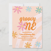 Invitation Super Un Floral Premier Anniversaire Retro Party (Devant)