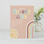 Invitation Super Un Hippie Paix Premier anniversaire Fille de (Debout devant)